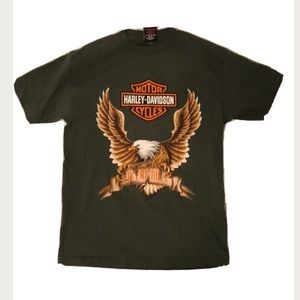 Harley Davidson Bikers Rule Army Green Tee